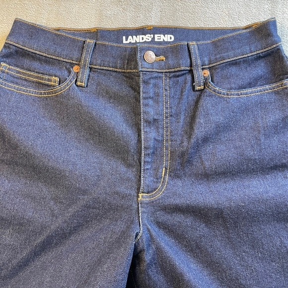 Lands End Women High Rise Wide Leg Trouser Jean Dark Indigo Blue Size 10 Stretch - Picture 13 of 16